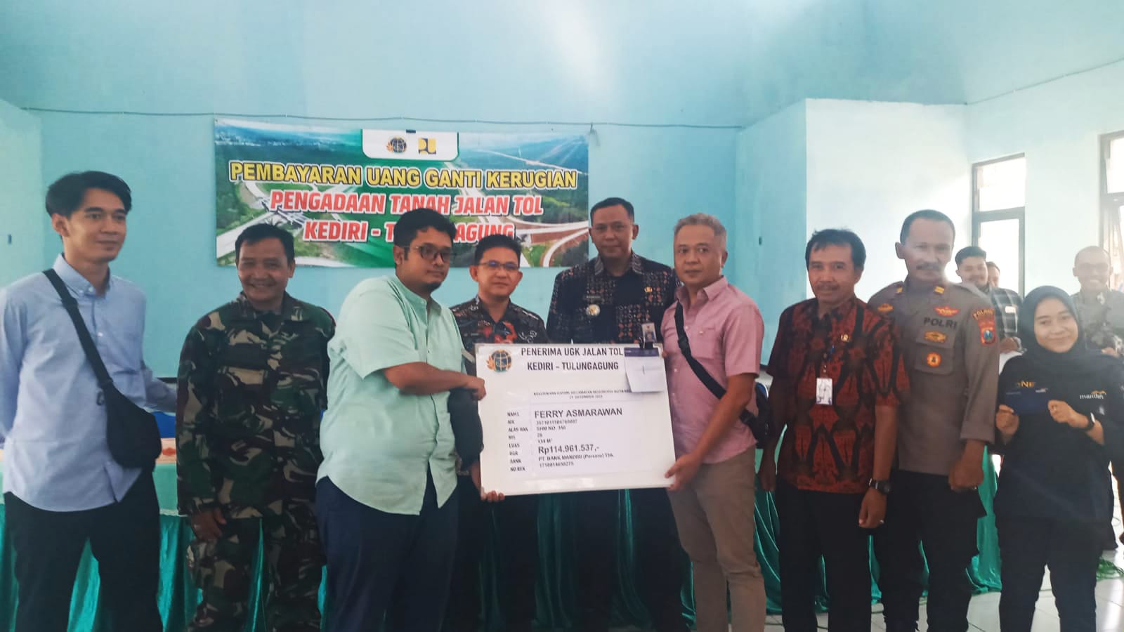 BPN Kota Kediri Kucur Pembayaran Lahan Tol Kediri Tulungagung Sebesar 9,3 MiliarÂ 